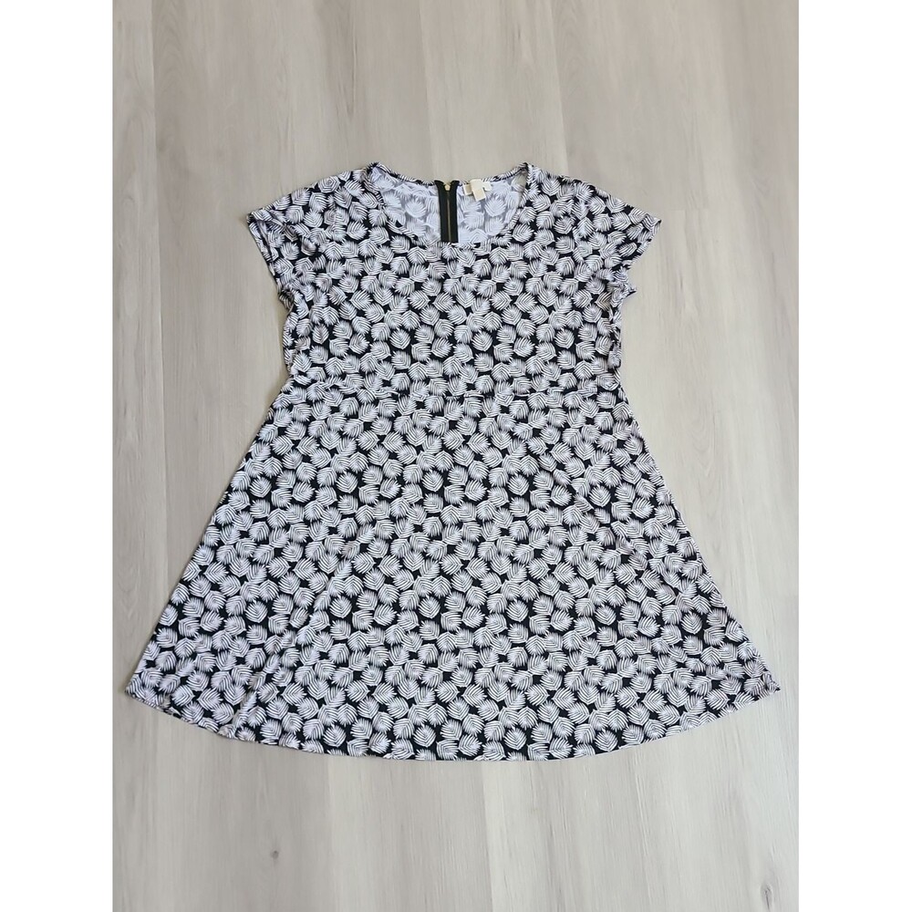 Michael Kors Black White Floral A-Line Dress Fit & Flare Plus Size 3x Leaves